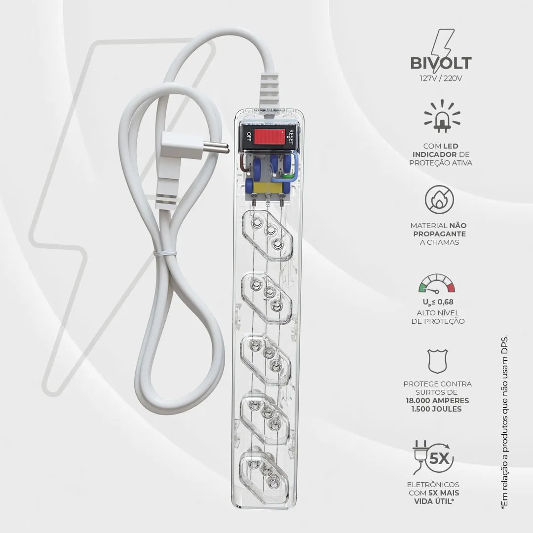 Protetor Eletrico Clamper iCLAMPER Energia 5 Tomadas