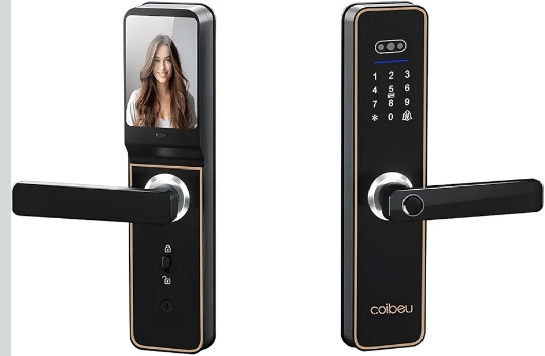 Fechadura Eletronica Inteligente Digital Biometrica com Tela 3,5", App Wi Fi, Teclado, Cartao/NFC e Chave Alarme Anti arrombamento, Cilindro Nivel C, Bateria 3500 mAh, para Portas 40 90 mm