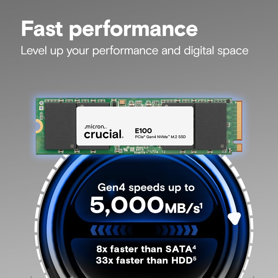 SSD Crucial E100 M.2 PCIe Gen4 NVMe