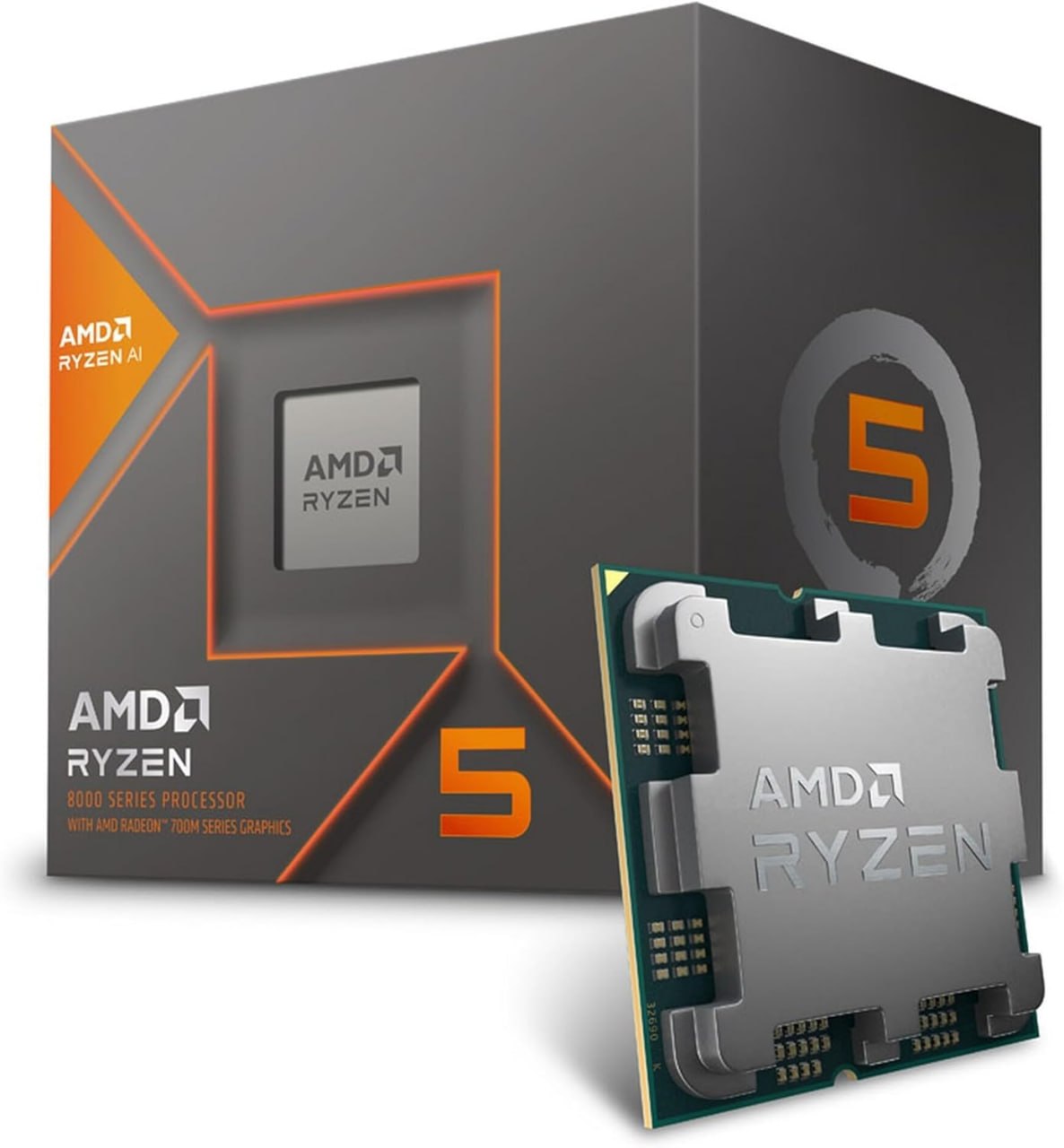 Processador AMD Ryzen 5 8600G com cooler Wraith Stealth e embalagem destacando gráficos integrados Radeon 760M
