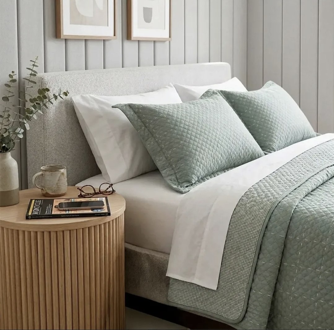 Kit Jogo de Cama e Edredom Matelassê Verde