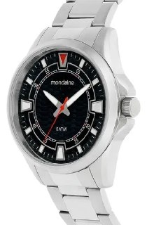 Relógio masculino Mondaine analógico prateado com pulseira de aço inoxidável