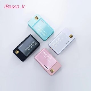 Dispositivo portátil IBasso Jr. Macaron com saída USB e conectores para fones de ouvido, na cor azul claro