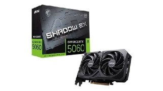 Placa de vídeo Nvidia GeForce RTX 5060 Shadow 2x OC com design agressivo e sistema de refrigeração visível