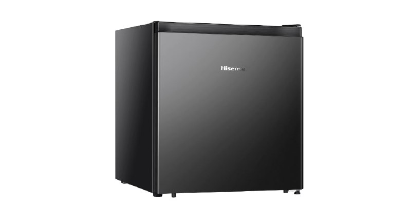 Frigobar Hisense 44 Litros na cor preta, modelo compacto com porta de vidro