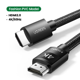 Cabo HDMI Ugreen 4K 2.0 com 2 metros de comprimento, conectores dourados e capa preta