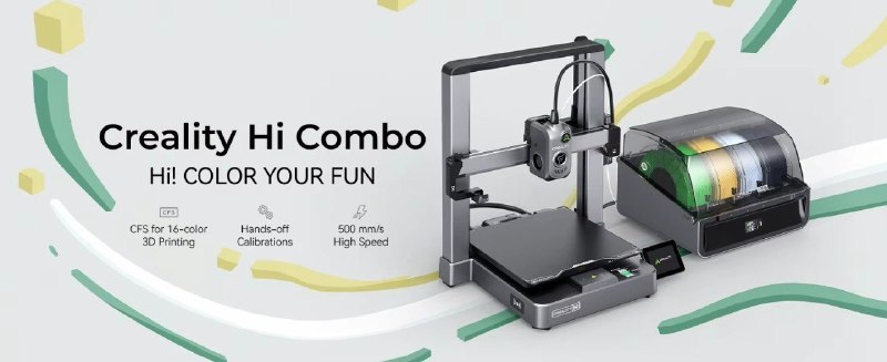 Impressora 3D Creality Hi Combo com suporte para 16 cores simultâneas, leitura RFID de filamentos, nivelamento automático e velocidade de impressão de 500 mm/s