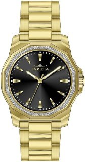 Relógio Invicta Speedway Masculino 42 mm com mostrador preto e pulseira de aço inoxidável dourado