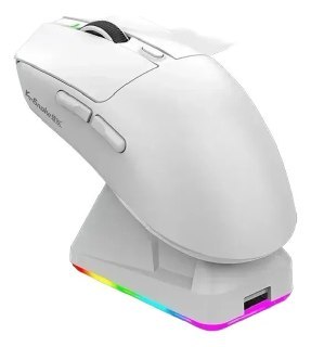 Mouse sem fio K-Snake X11 Paw com design ergonômico na cor branca e receptor USB destacável