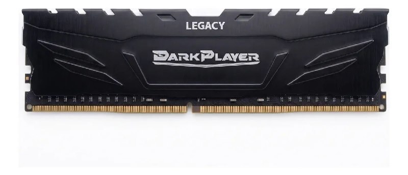 Módulo de memória RAM DarkPlayer Legacy de 16GB com dissipador de calor preto e detalhes em relevo