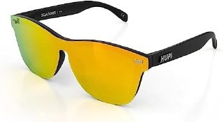 Óculos de sol Hupi Seasons na cor preta com lente dourada espelhada, modelo moderno e elegante