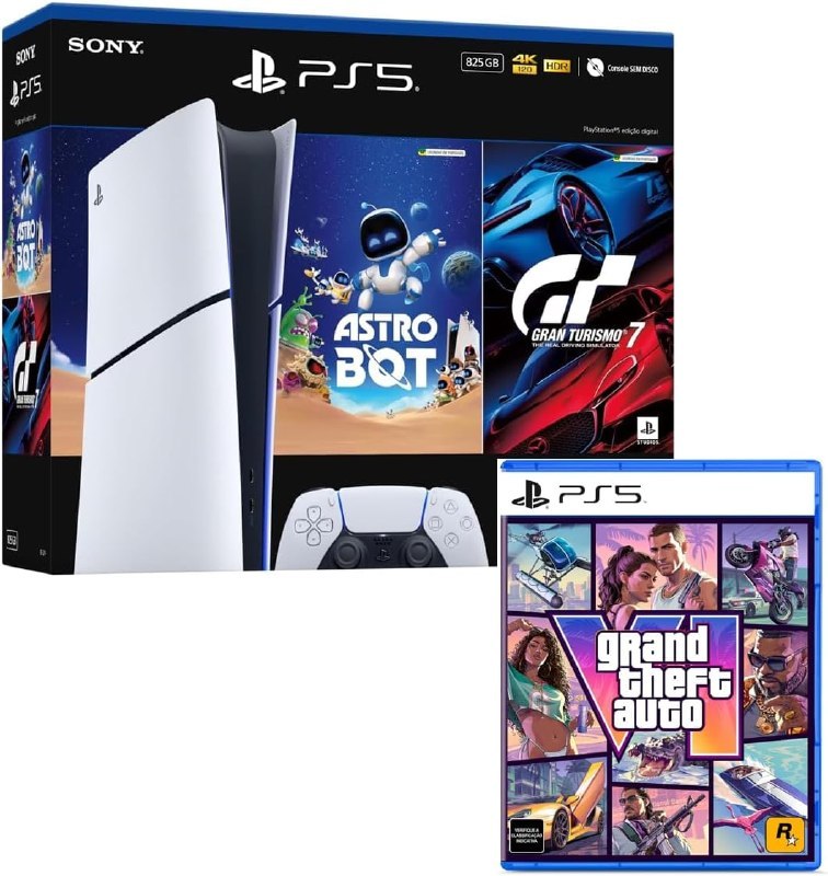 Bundle PS5 Slim Digital + GTA VI + Astro Bot + Gran Turismo 7