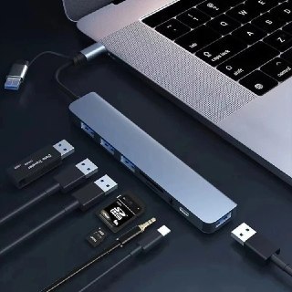 Hub USB Type C 8 em 1 com leitor de cartao