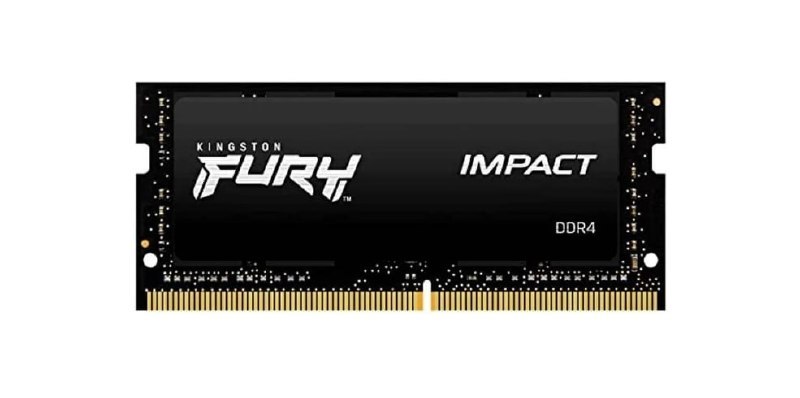 Memória RAM Kingston Fury Impact DDR4 8GB 3200MHz com design preto e detalhes em laranja