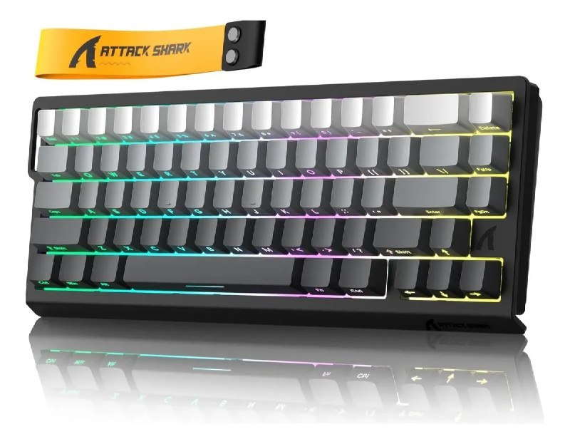 Teclado mecânico Attack Shark X68HE com switches azuis, layout ABNT2, iluminação RGB e estrutura metálica