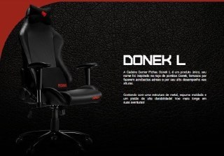 Cadeira gamer Pichau Donek L na cor preta, com design ergonômico e estrutura reforçada em aço