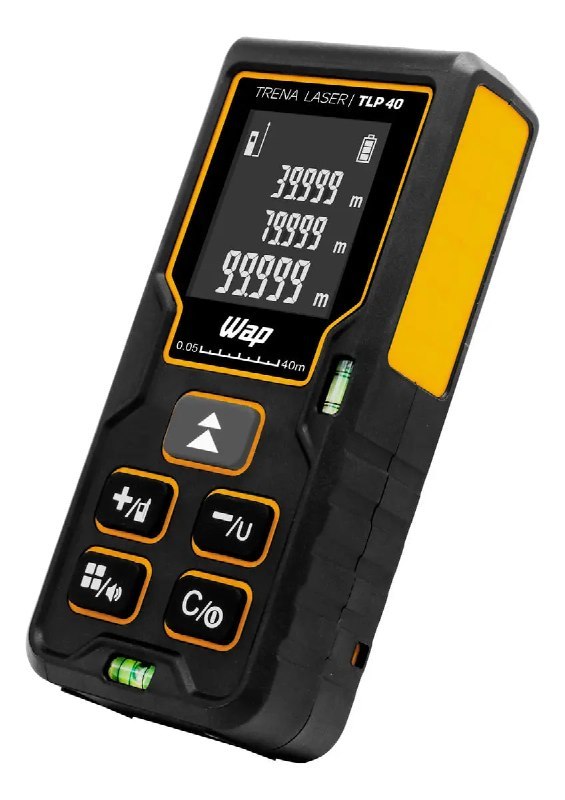 Trena Laser Digital Wap TLP 40 Profissional com display digital e alcance de 40 metros, exibindo medição no visor