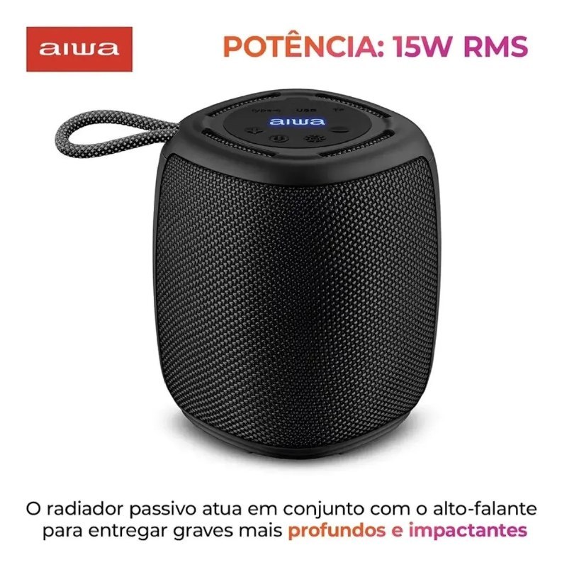 Caixa de Som Aiwa AWS SP 03 B Bluetooth IPX4 RGB