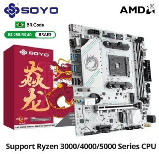 Placa-mãe AMD B550M SOYO DDR4 com chipset B550, compatível com Ryzen 3000/4000/5000 Series, em formato Micro-ATX