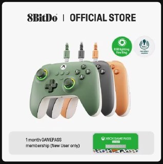 Controle 8Bitdo Ultimate C Wired para Xbox com tecnologia Hall Effect e iluminação RGB, conectado via cabo USB-C