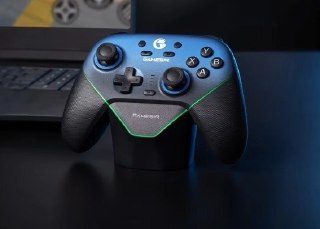 Controle sem fio Gamesir SuperNova Hall Effect na cor rosa e preto, com dock de carregamento incluso