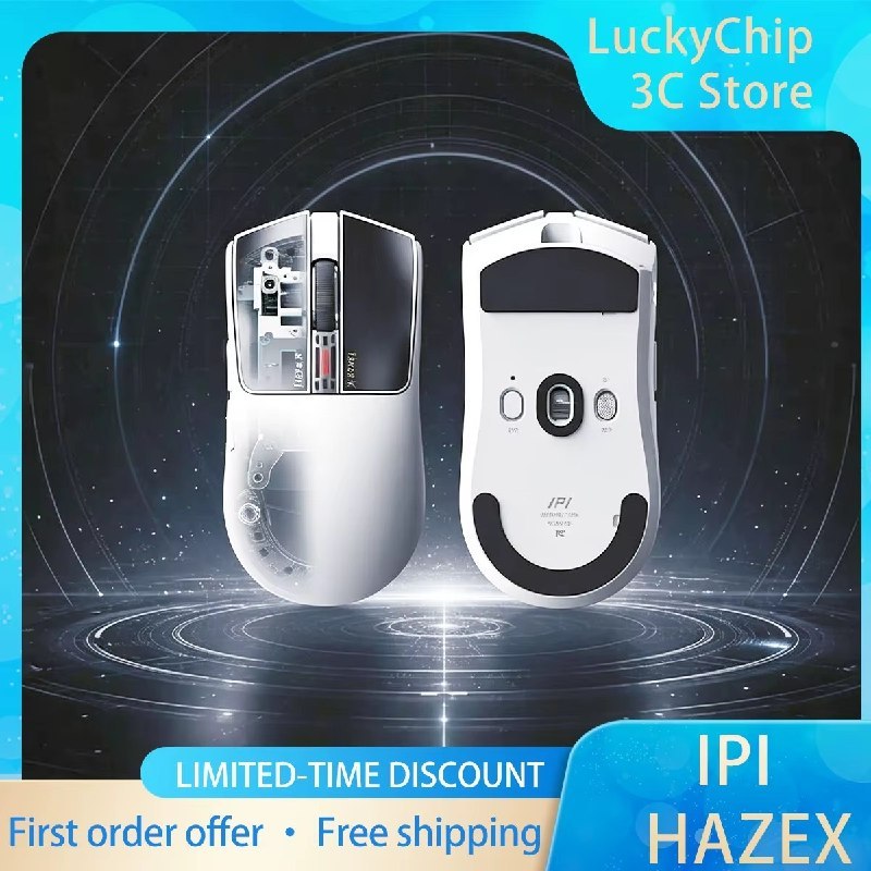 Mouse IPI HAZEX com design ergonômico e botões laterais programáveis, na cor preta