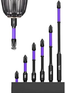 Jogo de 6 Pontas Bits Magneticas PH2 Sextavadas para Parafusadeira