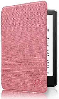 Capa protetora rosa para Kindle Paperwhite 11ª geração com tecido flexível e sensor magnético