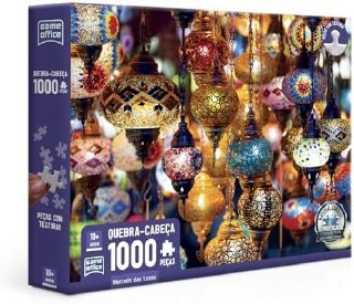 Caixa do quebra-cabeça Toyster Mercado das Luzes com 1000 peças, mostrando a imagem final do produto com luzes coloridas e detalhes vibrantes