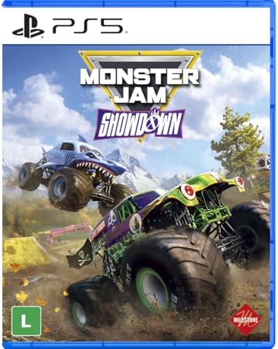 Capa do jogo Monster Jam Showdown para PlayStation 5 com veículos monstros em ação