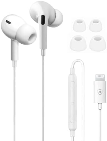 Fone de ouvido intra-auricular Gshield Dual Air na cor branca, com microfone integrado e cabo de 1,2m compatível com conexão Lightning
