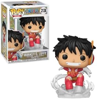 Boneco Funko POP! Egghead Luffy do anime One Piece, personagem com chapéu de palha e expressão animada, medindo 12 cm, embalado em caixa Funko com arte temática.