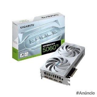 Placa gráfica Gigabyte GeForce RTX 5060 Ti Eagle OC Ice 8G com design branco e dissipador de calor
