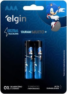 Pilha Ultra Alcalina AAA Elgin Cartela com 2 unidades
