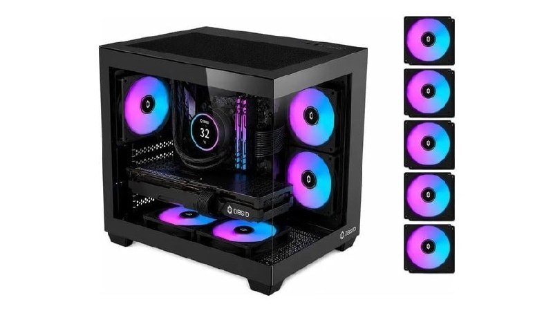Gabinete Gamer Obsid Aquário com 5 Cooler Fan LED RGB