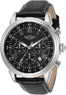 Relógio social masculino Invicta 90242 com cronógrafo, mostrador preto e pulseira de couro sintético preto