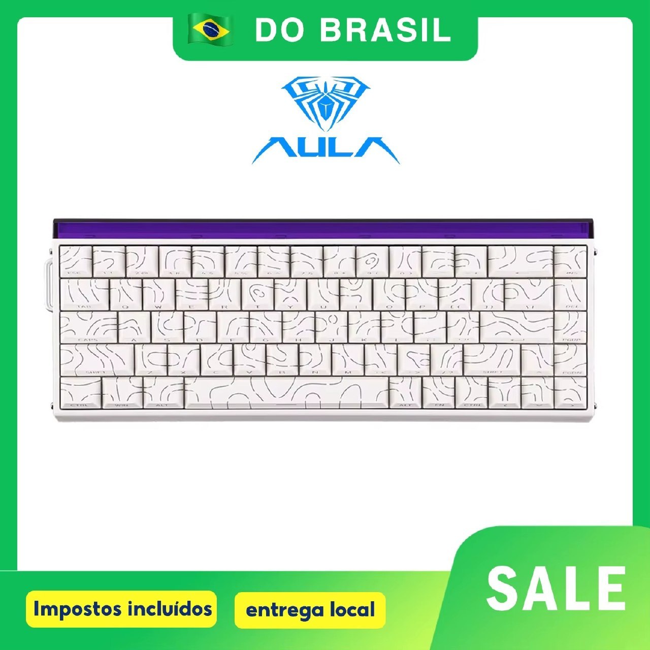 Teclado gamer Aula Hero 68He com switches magnéticos, layout compacto de 68 teclas e iluminação RGB
