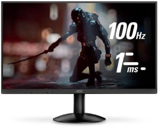 Monitor AOC 23.8 polegadas Full HD com taxa de atualização de 100Hz, tela preta e design moderno