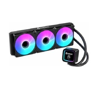 Water Cooler Obsid Pro 360 com radiador triplo, ventoinhas ARGB e bloco de bomba com display LCD exibindo temperatura