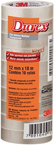 Durex, 3M, Fita Adesiva Transparente, 76x76 mm, 90 Folhas, pacote de 10