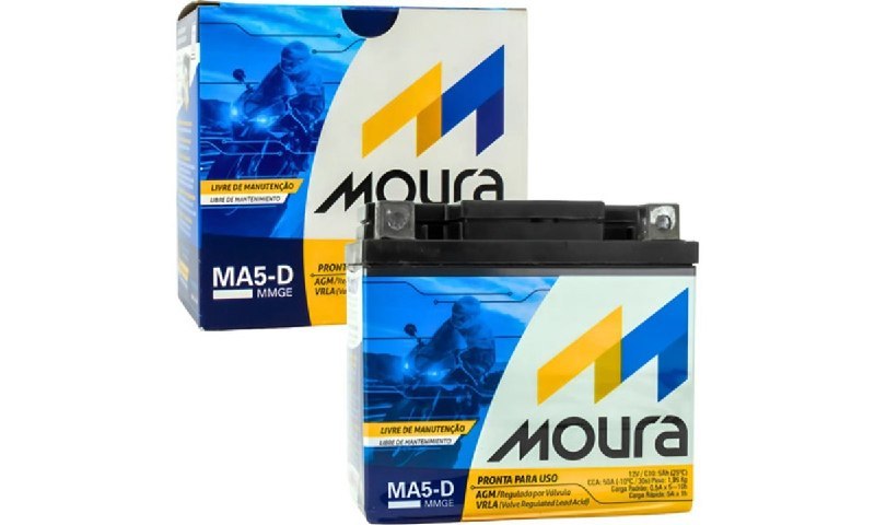 Bateria Moura MA5-D 12V para Motos Titan, Fan, Biz, Bros e Fazer