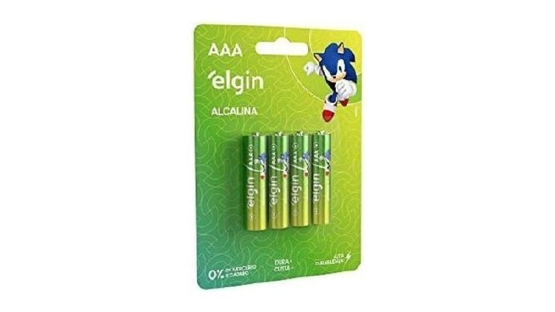 Pilha Alcalina, Elgin, Palito AAA, Blister com 4