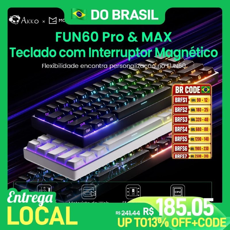 Teclado Mecânico Magnético MonsGeek Akko Fun60
