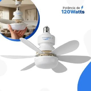 Ventilador de Teto 120W com LED, Controle e 6 Pás