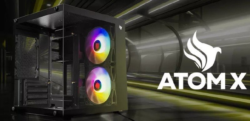 Gabinete Gamer Aquário Pichau Atom X, Mini-Tower, Lateral de Vidro, Com 2 Fans, Preto, PG-ATOMX-BK