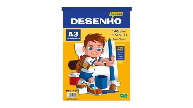 Bloco Técnico para Desenho, A3, Branco, 140 grs, Jandaia