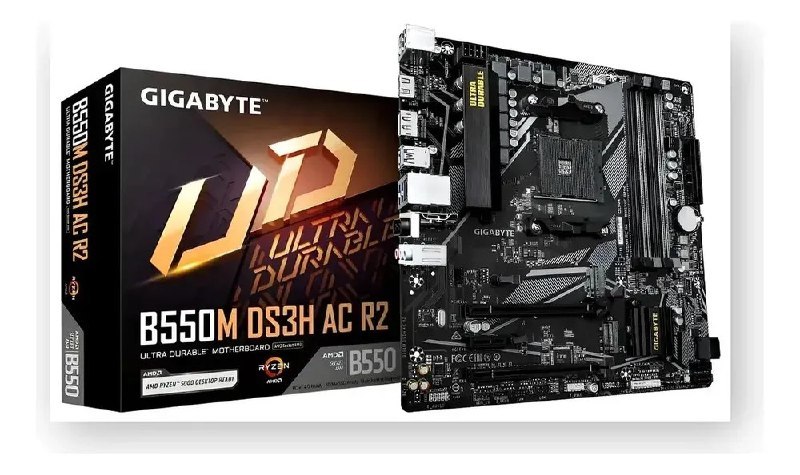 Placa Mae Gigabyte B550m Ds3h Ac R2 Preto