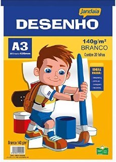 Bloco Técnico para Desenho, A3, Branco, 140 grs, Jandaia