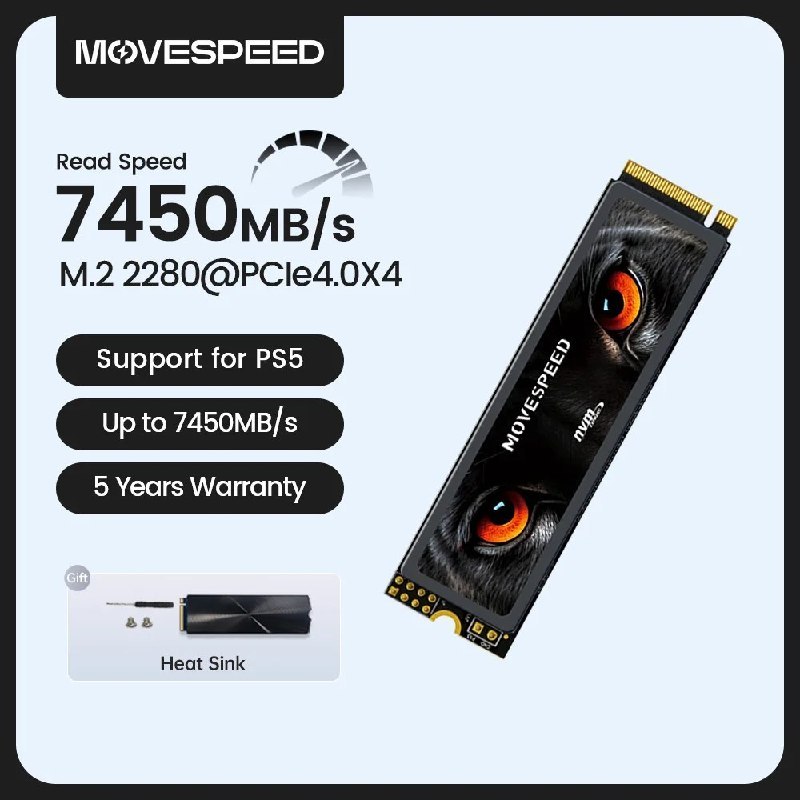 Nvme 2Tb Pcie 4.0 Movespeed 7450 mb/s ssd nvme m.2 2280 4