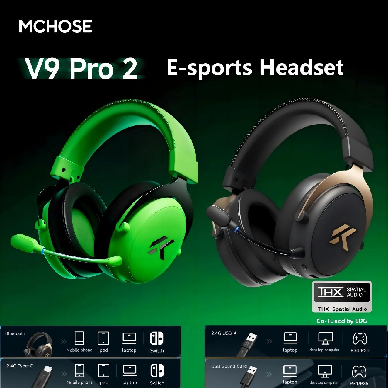 Headset Mchose V9 Pro 2, sem fio, Bateria 300h